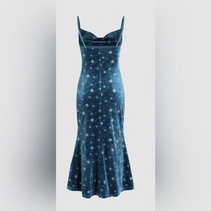 Velvet Cowl Neck Star Pattern Mermaid Maxi Dress